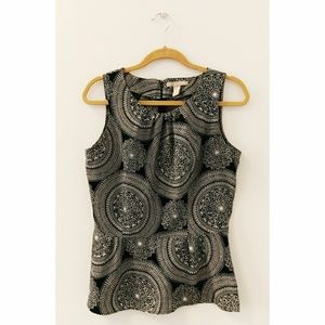 Banana Republic Size 10 Black Beige peplum Blouse